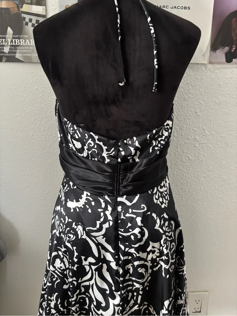 Y2K Betsy & Adam Black by Linda Bernell  Halter A-Line Dress